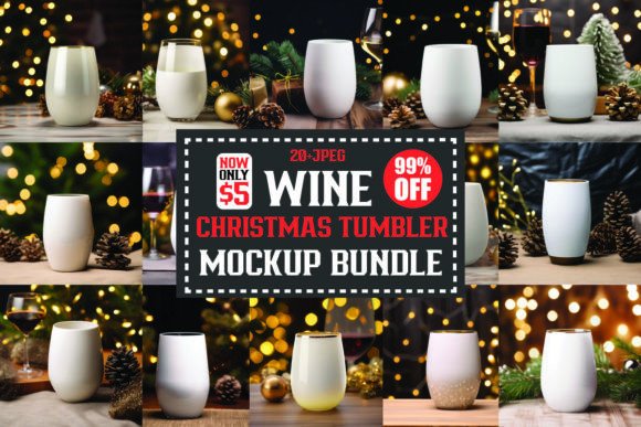 A Graphic Designer Reviews Christmas Wine Tumbler Mockups Bundle for Client Projects