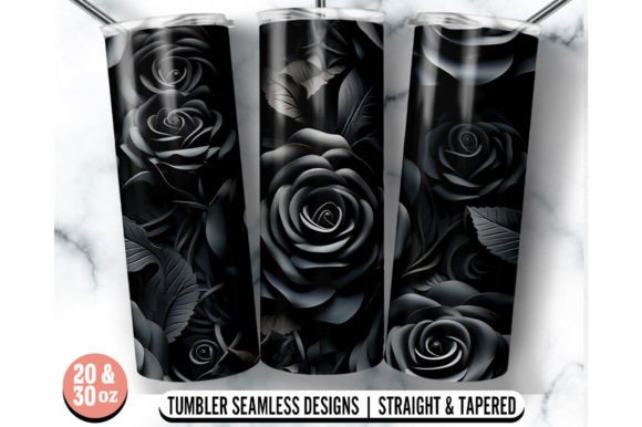 A Premium Black Rose Tumbler Wrap for Crafts & Graphics