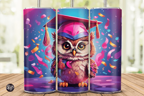 An Owl Graduate Tumbler Wrap for Branding and Graphics