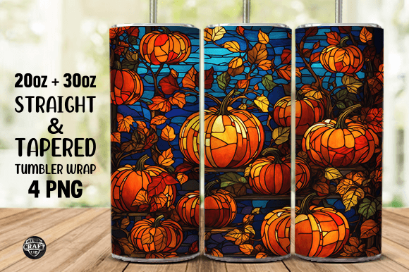 Autumn Pumpkin Stained Glass Tumbler Wraps PNG Review