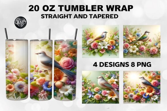 Bird with Floral Tumbler Wrap PNG: A Seller's Review