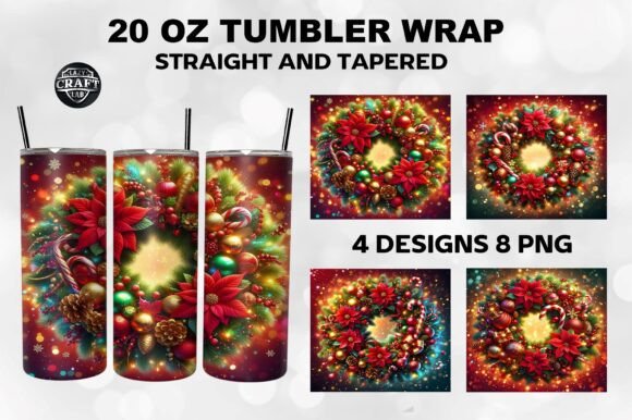 Christmas Wreath Graphics for Tumbler Wrap Branding
