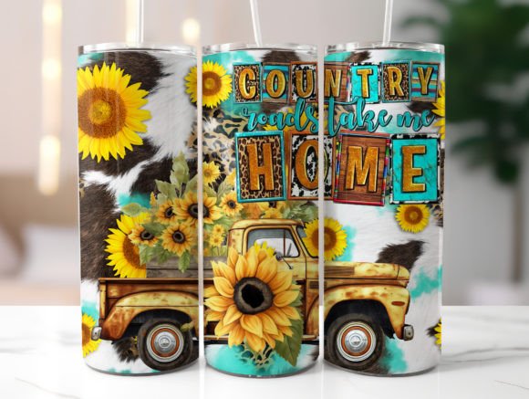 Country Western Sunflower Graphics for Tumbler Wraps