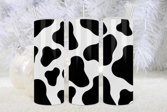 Cute Black White Cow Print Tumbler Graphics for Crafts & Content