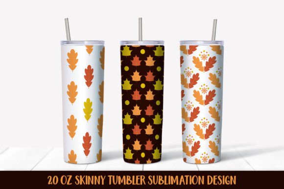 Fall Leaves Wrap Graphics for Tumbler Illustrations