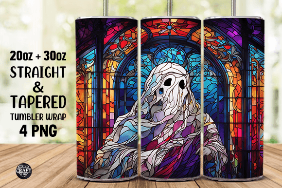 Ghost Stained Glass Tumbler Wrap 20oz for Embroidery