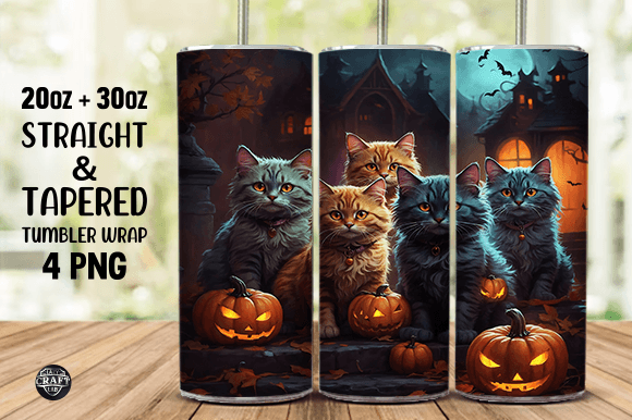 Halloween Cats Tumbler Wrap Graphics for Tumbler Wraps