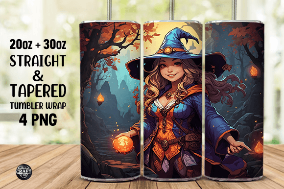 Halloween Witch Design Tumbler Wrap Graphics