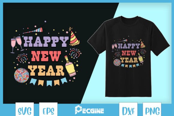 Happy New Year Doodle SVG Graphics for Crafters