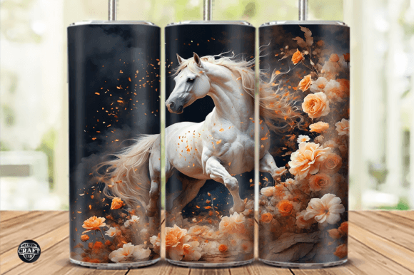 Horse Flowers Graphics for Elegant Tumbler Wraps