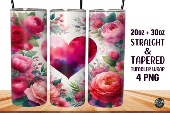 Love Heart Floral Tumbler Wrap: Graphics for Tumbler Wraps