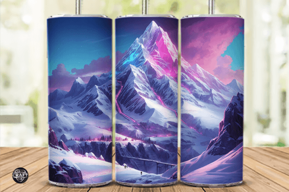 Neon Mountain Tumbler Graphics for Editorial and Web Design