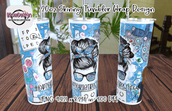 Optometry Life 20oz Skinny Tumbler Wrap Graphics
