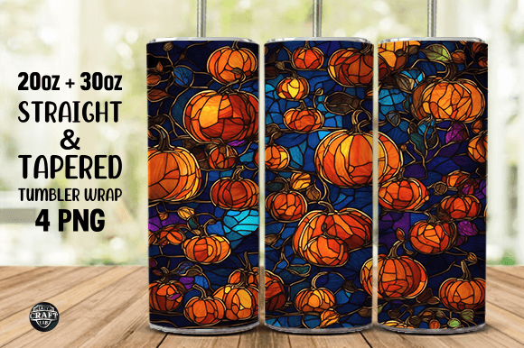 Pumpkin Stained Glass Graphics & Tumbler Wraps