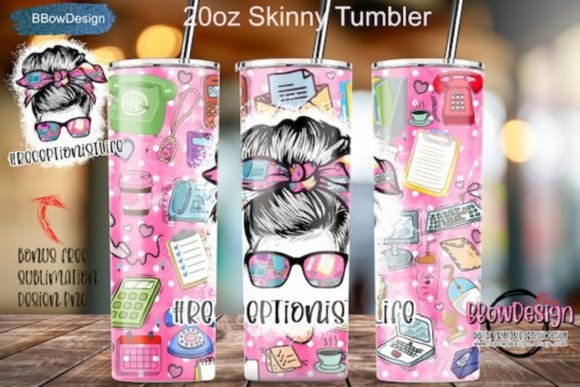 Receptionist Life Graphics for Elegant Tumbler Wraps