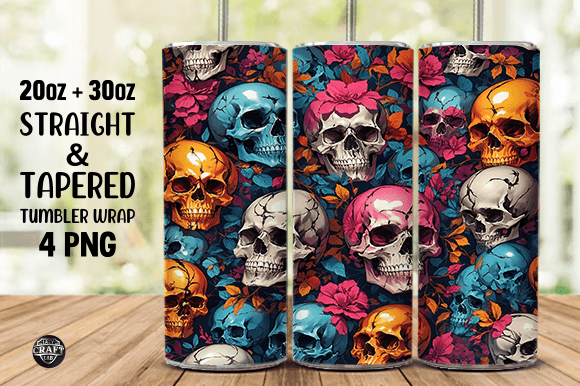 Skull Pattern Tumbler Wrap Graphics for 20oz