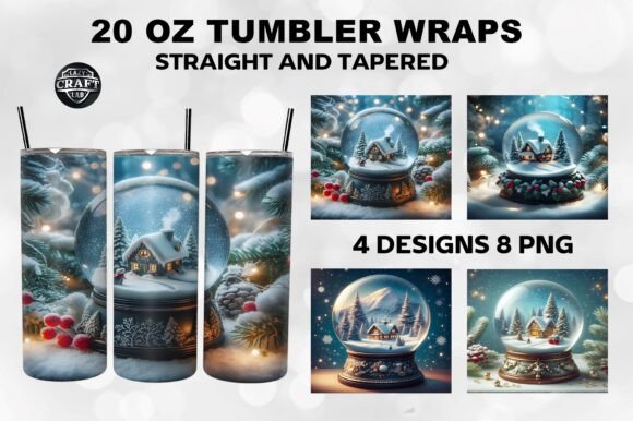 Snow Globe Tumbler Design: A Winter Scene for Your Projects